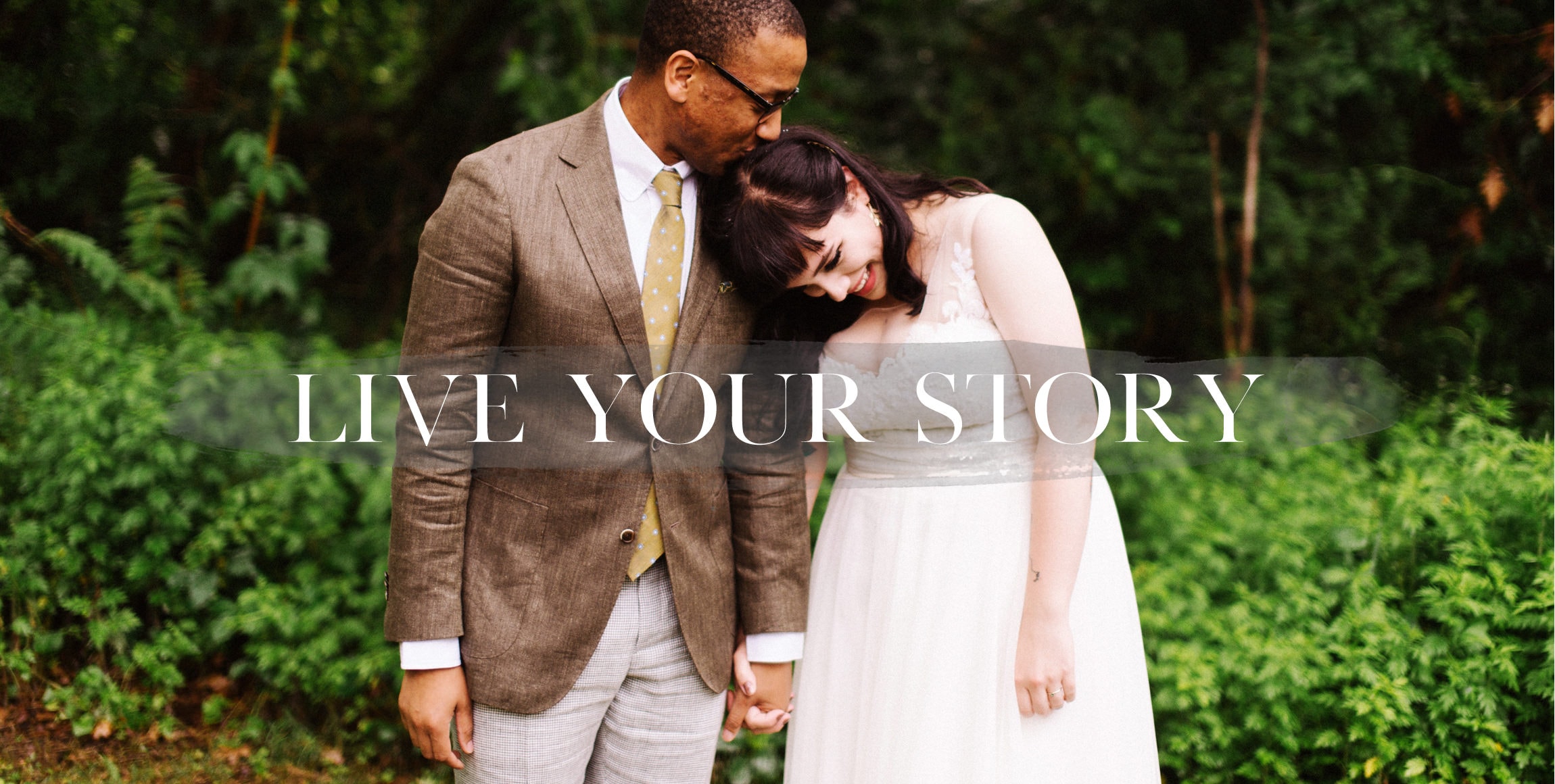 a couple shares a candid moment together at their backyard wedding