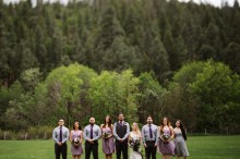 purple wedding party outfit