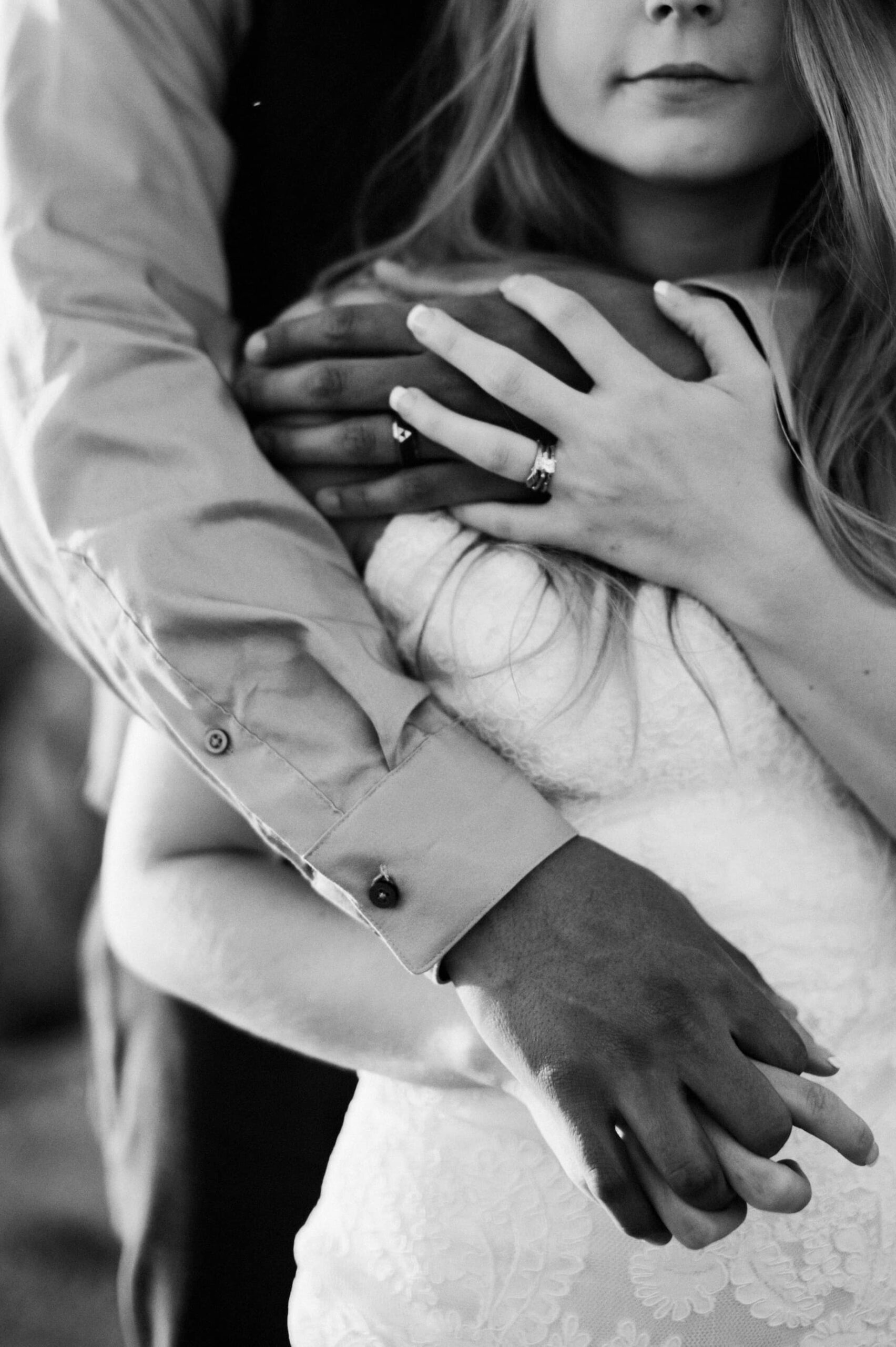 black and white wedding portrait
