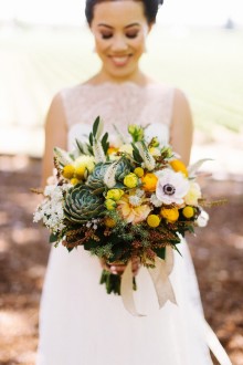 yellow bouquet with succulents