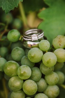 wedding rings with grapes vineyard