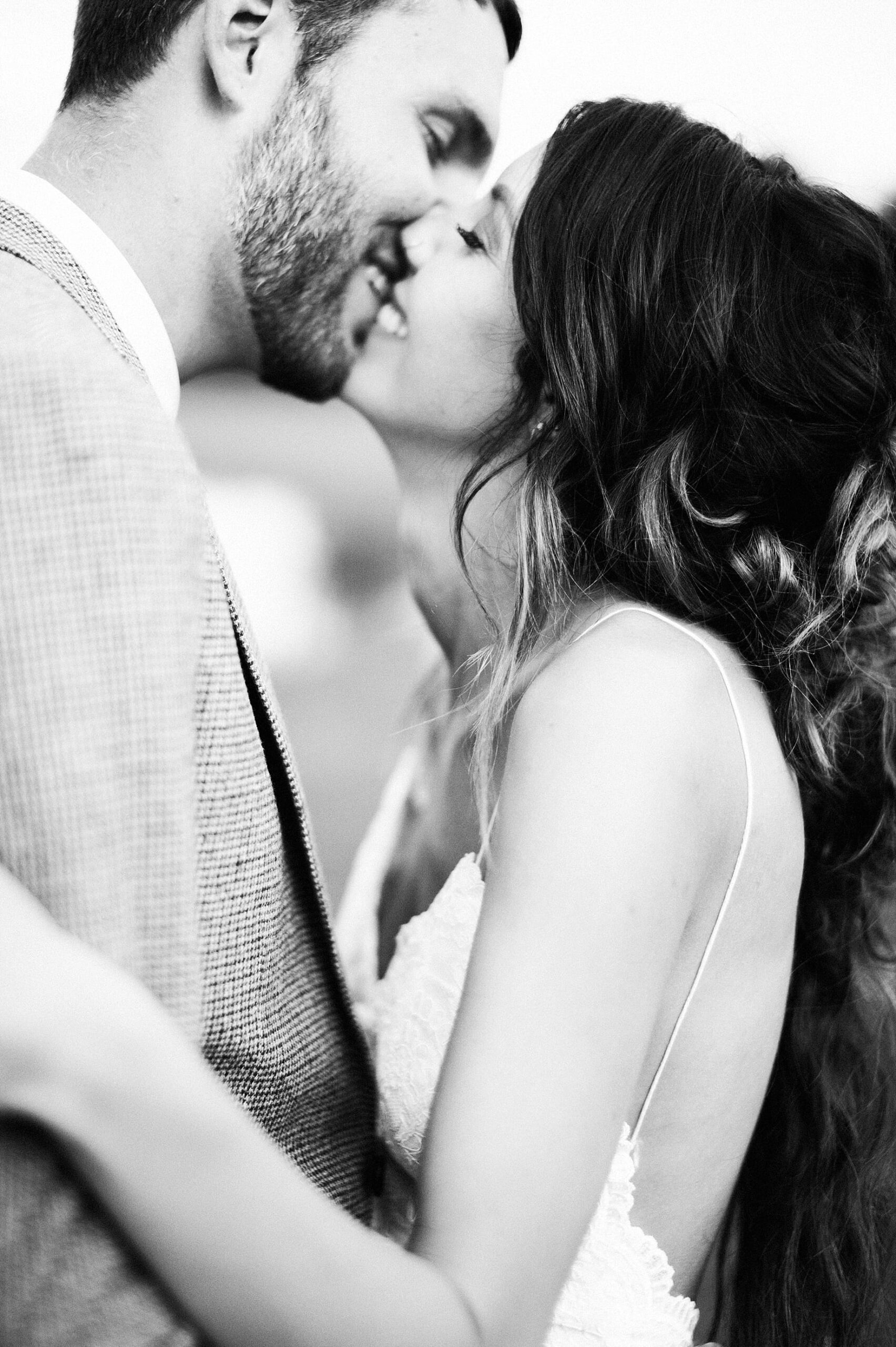 black and white bride and groom portrait