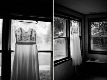 BHLDN wedding dress in black and white