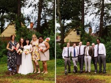 bridesmaids and groomsmen at Michigan backyard wedding