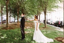 Bride and groom share first look in downtown detroit
