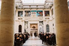 wedding ceremony in the diego court of the detroit institute of arts
