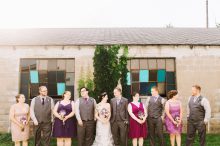 gray and purple wedding party