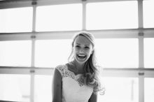 black and white laughing bride