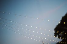 patio lights at a wedding