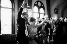 bride and groom toast to their guests
