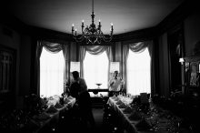 waiters preparing for a wedding reception at the whitney in detroit
