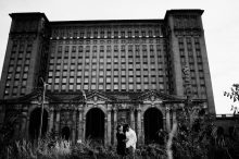 engagement session in detroit at Michigan central station in Corktown