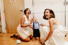bride with her mother and son