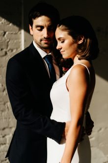 dramatic lighting wedding portrait