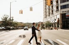 couple crossing the street