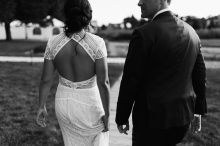 bride and groom walking to reception