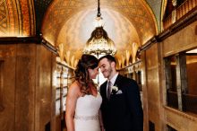 photography of a bride and groom inside the fisher building in detroit michigan