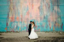 detroit wedding photography near the illuminated mural