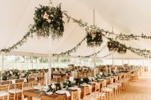 incredible floral details in the tent at cornman farms by parsonage