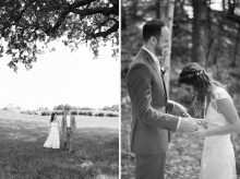 a couple walks in a field during their small intimate covid 19 wedding