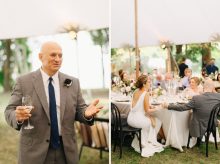 father toasts his daughter and new son in law by photojournalistic Detroit wedding photographer Heather Jowett