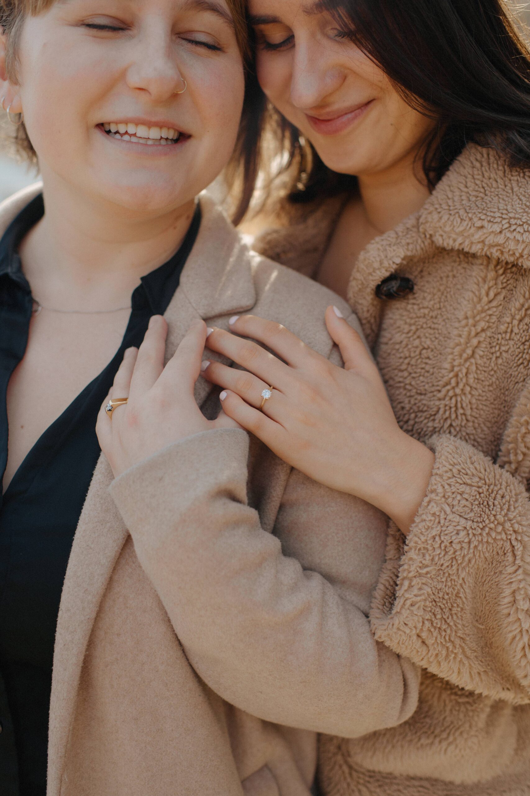 A portrait taken immediately after a proposal.