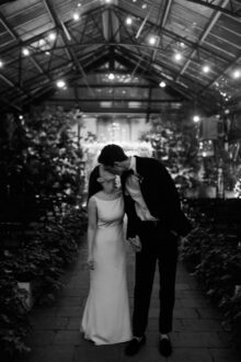 Nightime wedding photograph at a Planterra Conservatory wedding