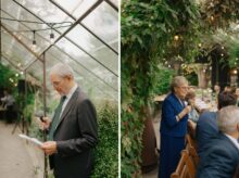 humorous wedding toasts during a reception at the glass house community
