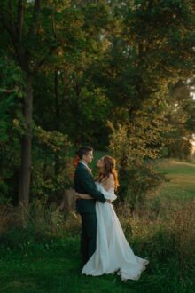golden hour portraits of the bride and groom