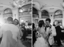 bride and groom during their wedding reception at the Detroit Masonic Temple