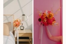 wedding bridal bouquet with bright pink and coral accents