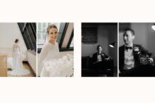 Portraits of a bride holding a bouquet of white orchids