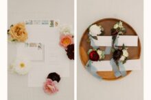 calligraphy wedding invitation photographed in natural light