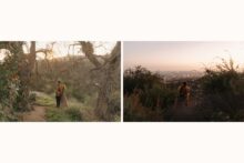 romantic engagement portrait at sunset