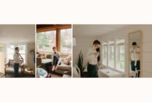 groom getting ready in natural light setting.