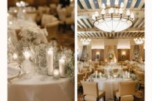 editorial wedding tablescape with warm lighting