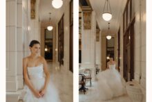 Editorial bridal portraits at Hotel David Whitney in downtown Detroit.