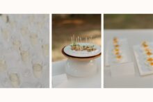 champagne in flutes and other hors d'oeuvres catered by marrow