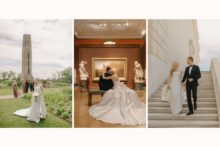 romantic wedding couple portrait in the gallery at the DIA