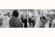 bride hugging parents after walking down the aisle