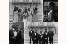 Bridesmaids and groomsmen in a relaxed natural portrait