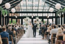 Wedding ceremony inside the birdie room at the Shinola Hotel in downtown Detroit.
