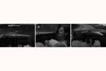 candid engagement photos in a vintage car