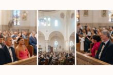guest watching a wedding ceremony at a historic Detroit catholic church