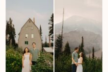romantic engagement portraits in a mountain setting
