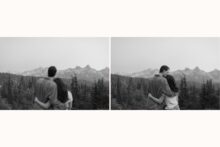 romantic engagement portraits in a mountain setting