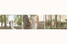 emotional first look portrait in a wooded setting