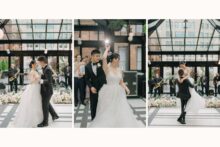 Bride and groom sharing their first dance in the Birdie room