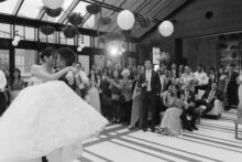 Guest react to the big finish of Jennifer and Parker's first dance