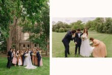 joyful wedding party portrait